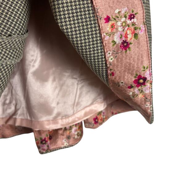 Rebecca Taylor Brown Pink Wool Houndstooth A-Line Knee Length Skirt Size 6 - Picture 7 of 10
